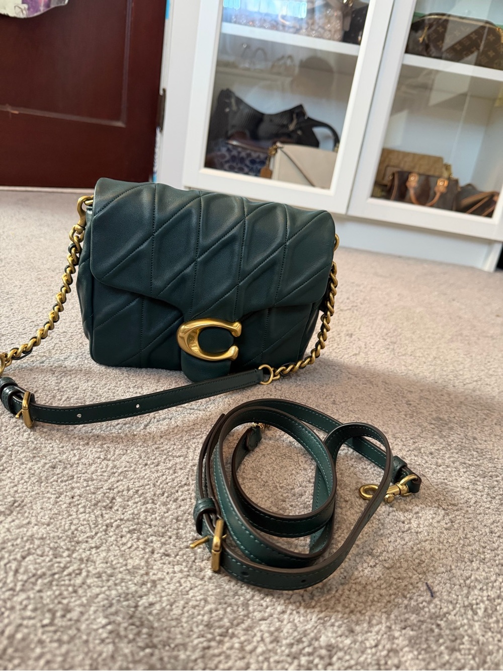 Coach Time Square Tabby Bag in Dark Green with Gold Hardware